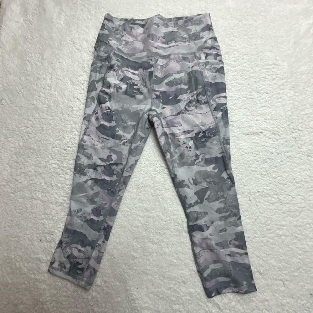 Reebok RBK WomenAthletic Leggings Size L Gray PolyesterSpandexWorkout Activewear